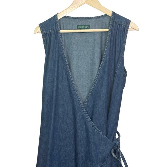 Ralph Lauren Jeans Company Size XL Denim True Wrap Dress Ruffle Tulip Hem - Picture 3 of 7